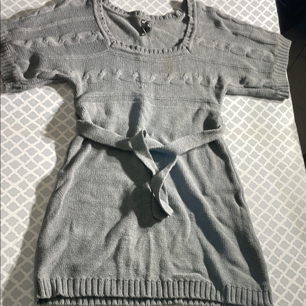 Gray Knit Sweater Dress